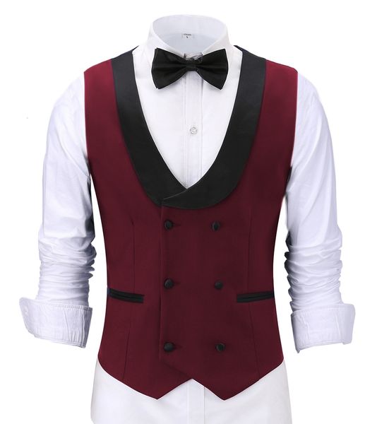 Costumes pour hommes Blazers Casual Garçon Gilet Bordeaux Slim Fit Prom Double Breasted Blazer Champagne Rouge Gilet Pour Mariage Homme Grooms 221121