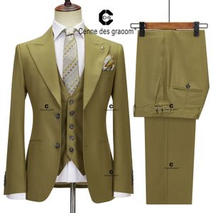 Herenpakken Blazers Cenne Des Graoom Klassieke pasvorm 2 knopen Formeel voor heren Effen kleur Blazer Vest Broekset Zakelijke bijeenkomst Bruiloft Dagelijks gebruik 231218