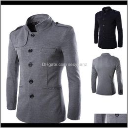 Trajes para hombre Blazers Estilo chino Hombres de negocios Casual Stand Collar Moda Blazer Ropa masculina Slim Fit Coat Drop Jacket Tamaño S2Xl Xd4Hz