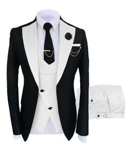 Heren Pakken Blazers Kostuum Homme kleding Luxe feest Stage Heren Suit Groomsmen Regelmatig Fit Tuxedo 3 Pice Set JacktrousersVest 230114