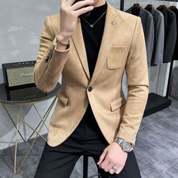 Hommes Costumes Blazers Deerskin Veste En Cuir Casual Slim Fit Hombre Costume Terno Masculino Vêtements 6 Couleur 221118