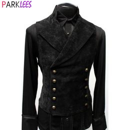 Costumes pour hommes Blazers Double boutonnage gothique Steampunk velours gilet col montant médiéval victorien noir gilet hommes scène Cosplay bal Costume 221123