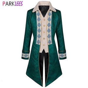 Heren pakken blazers nep twee stukken Steampunk piraat slipjas jas vintage middeleeuwse gotische Victoriaanse Renaissance Halloween cosplay kostuum 231123