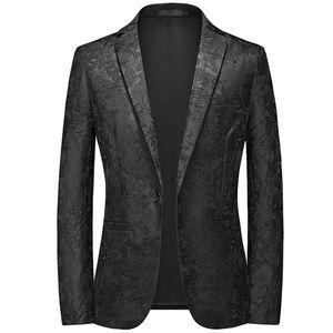 Mens Suits Blazers Fashion Casual Dark Pattern Embossed Boutique Suit Slim Fit Evening Dress Jacket Coat 230222