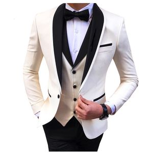 Heren Suits Blazers Fashion Men Business 3 PCS Set Coat broek Mannelijke slanke bruidstoffen Gomsmen Colorblock Jacket broek Vest 230207