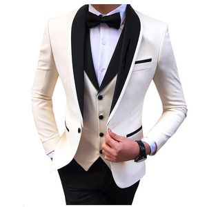 Trajes para hombre Blazers Moda Hombre Negocios 3 piezas Conjunto Abrigo Pantalones Hombre Slim Boda Padrinos de boda Colorblock Chaqueta Pantalones Chaleco 230209