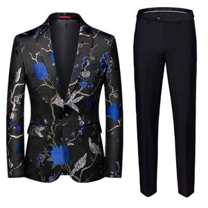 Heren Suits Blazers Fashion Men Jacquard Suit 2 -delige groot formaat 6xl hoogwaardige Homme Business Dress Jacket Wedding Banquet Set 230209