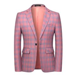 Heren Pakken Blazers Fashion Spring en Autumn Casual Men Plaid Blazer Katoen Slim Engeland Pak Blaser Masculino Male jas Blazer S6XL 230313