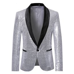 Heren Suits Blazers Gold Silver Pargin Shiny Suit Jack Fashion Night Club DJ Stage -uitvoeringen Wedding Party Coat 230209