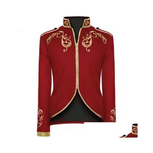 Mens Suit Blazers Golden Embroidery King Prince Renaissance Médievale Hommes Custome Cosplay Adt Long Manche Party Jacket Outwear Mabet 3X DH4XM