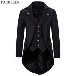 Heren Pakken Blazers Gotisch Victoriaans Tailcoat Jacket Men Steampunk Medieval Cosplay Kostuum Male Pirate Viking Renaissance Formele Tuxedo Coats 2XL 230209