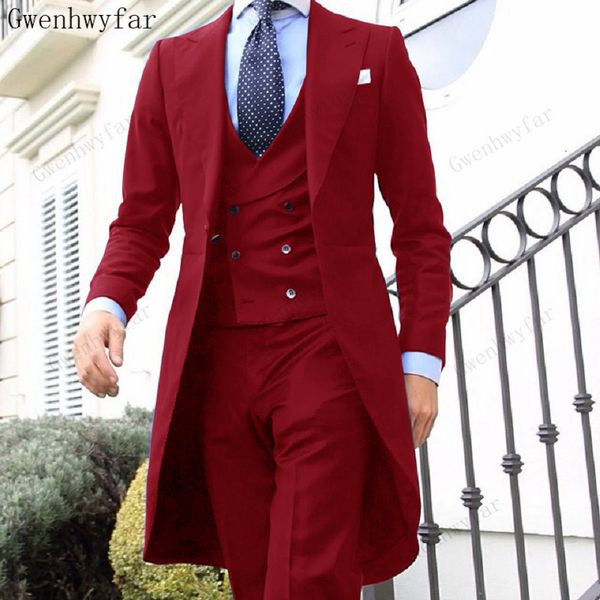 Costumes pour hommes Blazers Gwenhwyfar Arrive Manteau Pantalon Designs Chinois Rouge Hommes Costume Classique Doux Hommes Tuxedo Prom Blazer Personnalisé 3 Pièces Veste 221121