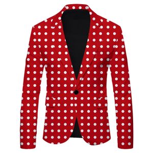 Herenpakken Blazers HOO Polka Dot Print Vrijetijdskostuum Britse mode slimfit blazer 231109