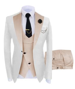 Heren Pakken Blazers Jacket Vestbroek Pakken voor heren 2023 Casual zakelijke pak Hoogd Sociaal formeel pak 3 PCS Set Bruidegom Wedding Men 230313