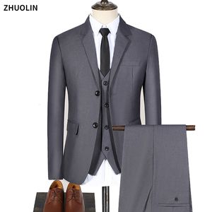 Hommes Costumes Blazers Hommes 3 Pièces Élégant 2 Ensembles De Luxe De Mariage D'affaires Gilet Pantalon Bleu Manteaux Vestes Formelles Coréen 230731