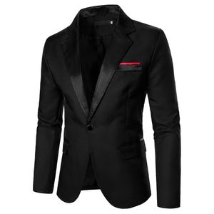 Costumes pour hommes Blazers Hommes Blazer Poche poitrine décorative Couleur contrastée Col en satin Causal Formel Quotidien Mariage Manches longues Un bouton 230829