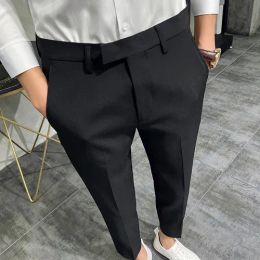 Combinaison de hommes Blazers Hens de pantalons commerciaux pour hommes vêtements masculins de costume mince pantalon décontracté de noix de pantalon de neuf points livraison