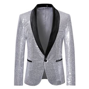 Heren Suits Blazers Men Gold Silver Pargin Shiny Blazers Suit Jack Men Men Fashion Night Club DJ Stage -optredens Wedding Party Jacket Coat 230216