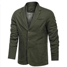 Costumes pour hommes Blazers Printemps Automne Blazer Veste Hommes Coton Lavé Costume Manteau Casual Slim Fit Luxe Affaires Militaire Armée Bomber M5XL 231206