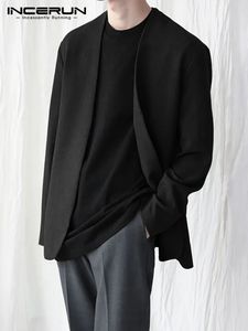 Costumes pour hommes Blazers Hommes élégants Blazer Style de loisirs Boutons amples Mâle Allmatch Simple sans col à manches longues S5XL INCERUN Tops 231016