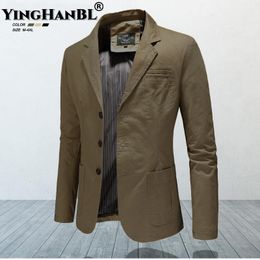 Herenpakken Blazers Jasje Mannelijke Lente Herfst Puur Katoen Effen Casual Stijlvolle Man Vintage Kleding Bovenkleding Jas Streetwear 221123