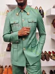 Trajes para hombre Blazers Thorndike Coffee Safari TailorMade Pants Normal Business Causal Party Singer Groom Wedding Prom 230209
