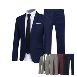 Trajes para hombre, Blazers, traje de tendencia, dos piezas, caballero británico, estilista de pelo, novio, boda, Formal para hombre, chaqueta, chaqueta completa 230209