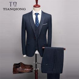 Heren Suits Designers Slim Fit Bruidegom Wedding Pak Nieuwste Blue Business Suit hoogwaardige 3 -delige formele slijtage Plussize S4XL 201106