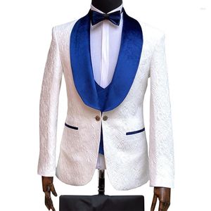 Costumes pour hommes Gwenhwyfar Ivoire Jacquard Orange Velours Costume de bal de mariage pour hommes Coupe ajustée Tuxedo Affaires formelles (Veste Pantalon Gilet) UPIQ