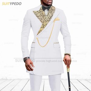 Costumes pour hommes Slim Fit Fashion Floral Impel-Suissme Jacket avec pantalon 2 pièces Prom Party Wedding Tuxedo Luxury Blazer 240517