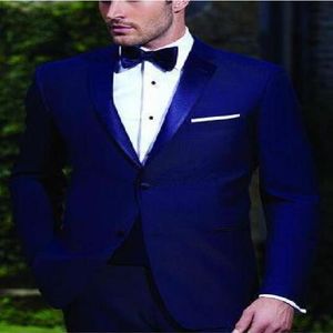 Trajes para hombre Slim Fit Peaked Lapel Royal Blue Wedding Tuxedos para novio 2018 Padrinos de boda Trajes Two Buttons 2 Piece Men Suit JacketPa75218G
