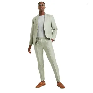 Costumes pour hommes Été Plage Lin Hommes 3 Pièces Costume Homme Dernière Conception Terno Masculino Mariage Marié Mode Blazer Ensembles Vêtements