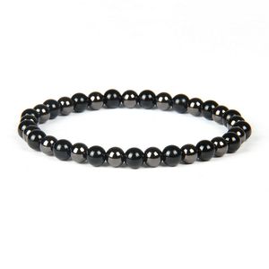 Bracelets d'été pour hommes en gros 6mm perles de pierre d'onyx noir avec mélange de couleurs perles de cuivre Bracelet élastique perlé