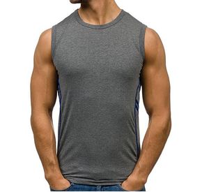 Nouveau mode col rond hommes vêtements d'été t-shirts décontracté débardeurs Slim Fitness hauts actifs sans manches