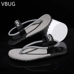 Heren zomerkleur bijpassende elastische band twee slijtage sandalen licht ademend platte hak slipresistent strand buiten groot formaat 240409