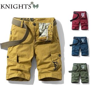 Hommes été coton armée tactique Cargo Shorts mode couleur unie Multi poche décontracté pantalons courts hommes en vrac 220715