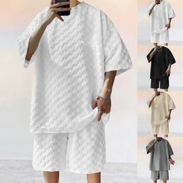 Hommes été lâche deux pièces décontracté plaine T-shirt et shorts de luxe vêtements de rue hommes blanc vêtements de piste ensemble de plage 240311