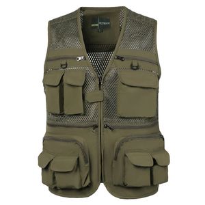 Heren Zomer Outdoor Werk Safari Vissen Reizen Po Vest met Zakken Zomer Pographer Vest Tool Veel Zak Mesh Werk 231228