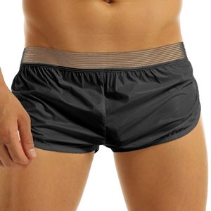 Heren zomer sexy shorts wetlook faux lederen bokser briefs trunks elastische tailleband lounge korte broek Hombre strand casual 240402