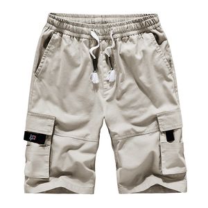 Pantalones para hombres Pantalones cortos de verano para hombre Herramientas de algodón Pantalones casuales de gran tamaño sueltos Diseño de bolsillo de fitness con cordón de moda