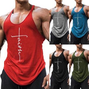 Heren zomer tanktops jongens gym vest ademend T-shirt met letters patroon groothandel 5 kleuren hiphop streetwear