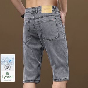 Heren zomer dunne lyocell korte jeans los rechte fit casual denim shorts comfort in stretch fabric man 240520