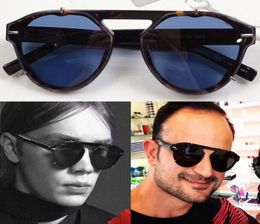 Lunettes de soleil pour hommes Tie noire 254FS Designer Blue Lens One Frame Business Simple Retro Style Mirror Mirror Legs Beach Vacation Sun Glas4396994