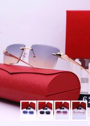 Heren zonnebril ontwerper mannen vrouwen carter bril mode klassieke frameloze brillen vierkante zonnebril UV400 eco hittegolf brillen voor heren dames lenzenvloeistof met doos