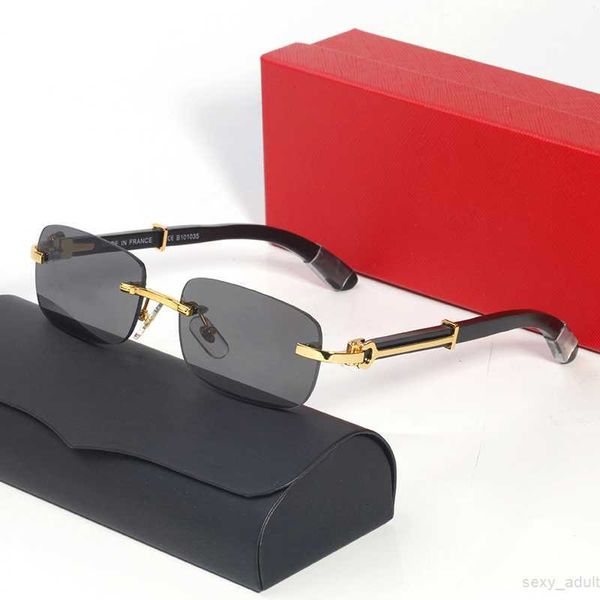 gafas de sol para hombre diseñador cuadrado carti gafas marco de espejo diseñador marcos de aleación de oro gafas de conducción sin marco gafas de madera de bambú al aire libre hombres con original