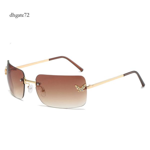 gafas de sol para hombre Gafas de sol sin marco, Pantalla de lámpara de moda, Gafas Y2K, Gafas de sol personalizadas con diamantes y tachuelas de mariposa