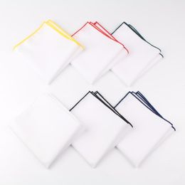 Heren Zonnige stijl Katoenen zakdoek Tie Wit Pocket Square Kleurrijke Brink Hankies Casual 23 23cm