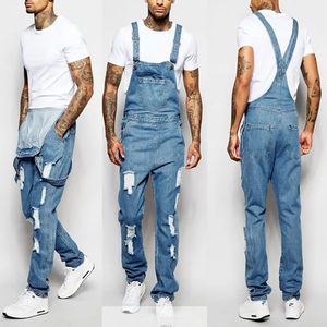 Mentiers Mens Sous-Monts Denim Romper Ripped Jeans Pantalons Fashion Jeans Jumps Contacles Mentide Cound Color Pocket Pocket Coux Jeans 240410