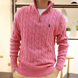 Pull de l'homme Polo Polo Half Zipper Sweat à capuche à manches longues tricot torsadé haut collier Men Femme Hip Hop Fashion Top