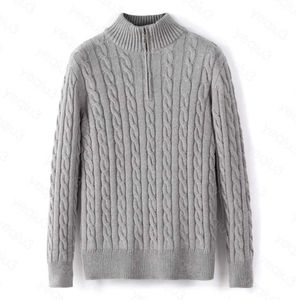 Heren trui fleece dikke halve rits hoge hals warme trui winter slank gebreid wol ontwerper breien casual truien zip merk katoenen sweatshirt Aziatische maat81